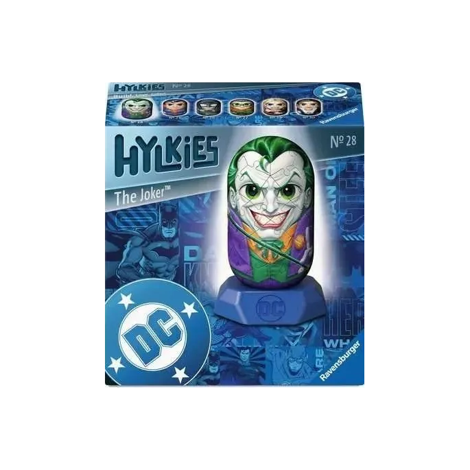 Trójwymiarowa figurka Jokera złożona z puzzli 3D na białym tle