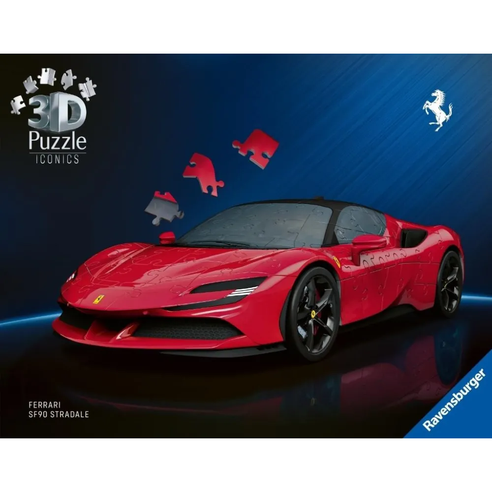 Model 3D Ferrari Stradale z puzzli w skali 1:18 na białym tle