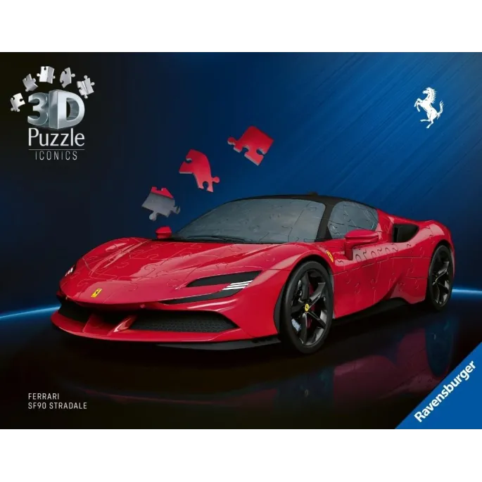 Model 3D Ferrari Stradale z puzzli w skali 1:18 na białym tle