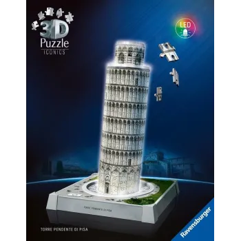 Puzzle 3D Krzywa Wieża w Pizie złożona z 224 elementów na białym tle