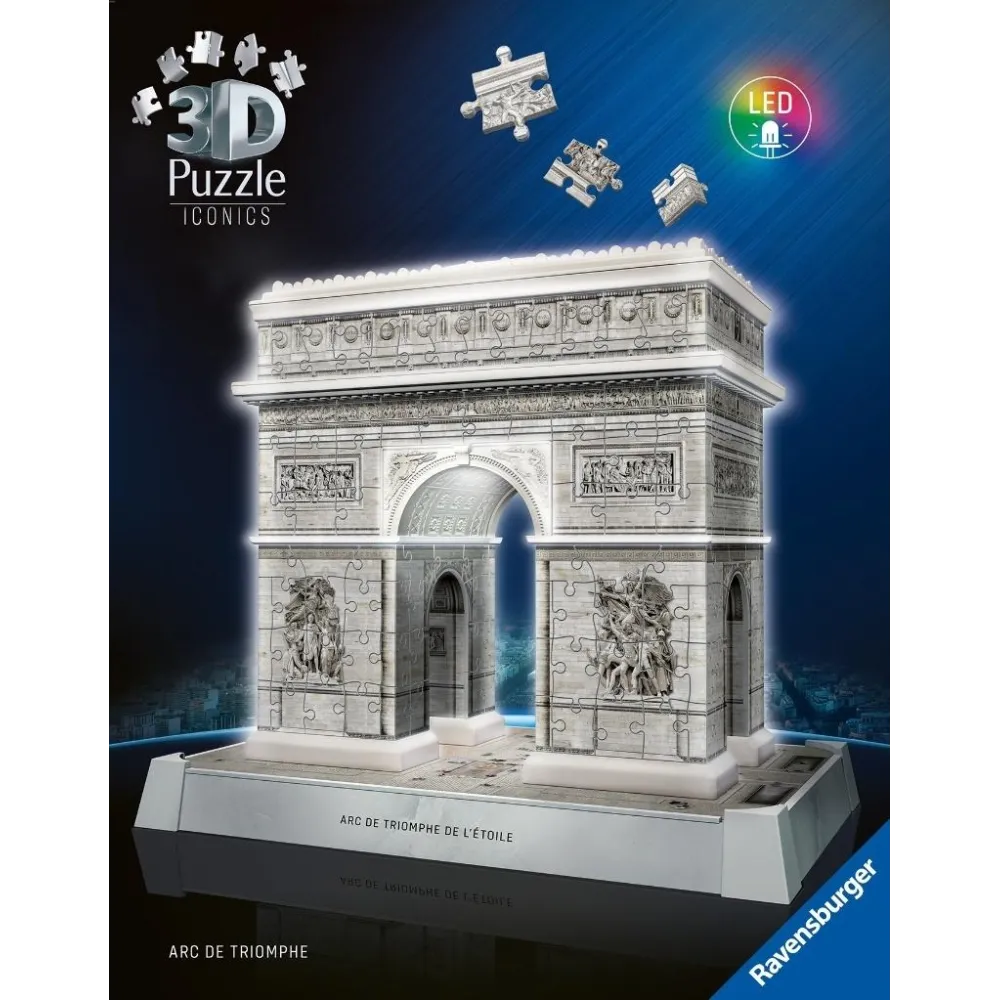 Puzzle 3D Iconics Łuk Triumfalny złożony na białym tle
