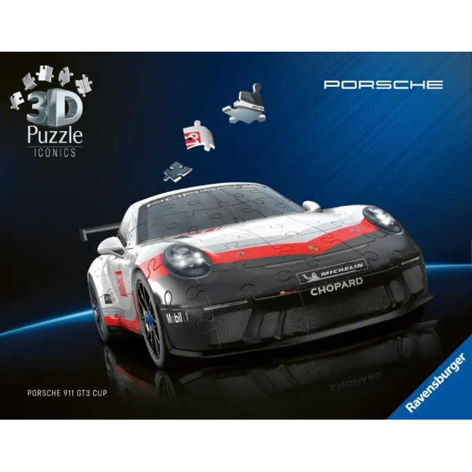 Model 3D Porsche 911 GT3 Cup z puzzli na białym tle