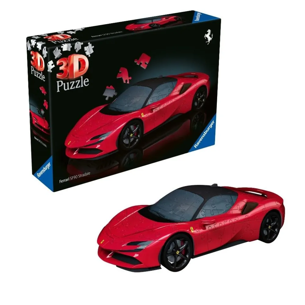 Model 3D puzzli Ferrari SF90 Stradale z widocznymi detalami pojazdu