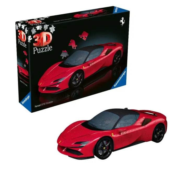 Model 3D puzzli Ferrari SF90 Stradale z widocznymi detalami pojazdu