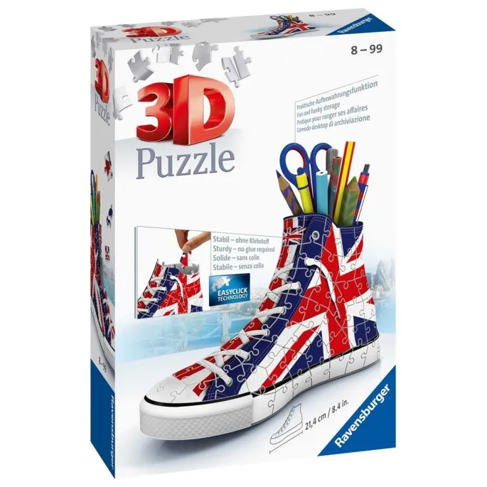 puzzle 3d w kształcie trampka z motywem flagi wielkiej brytanii