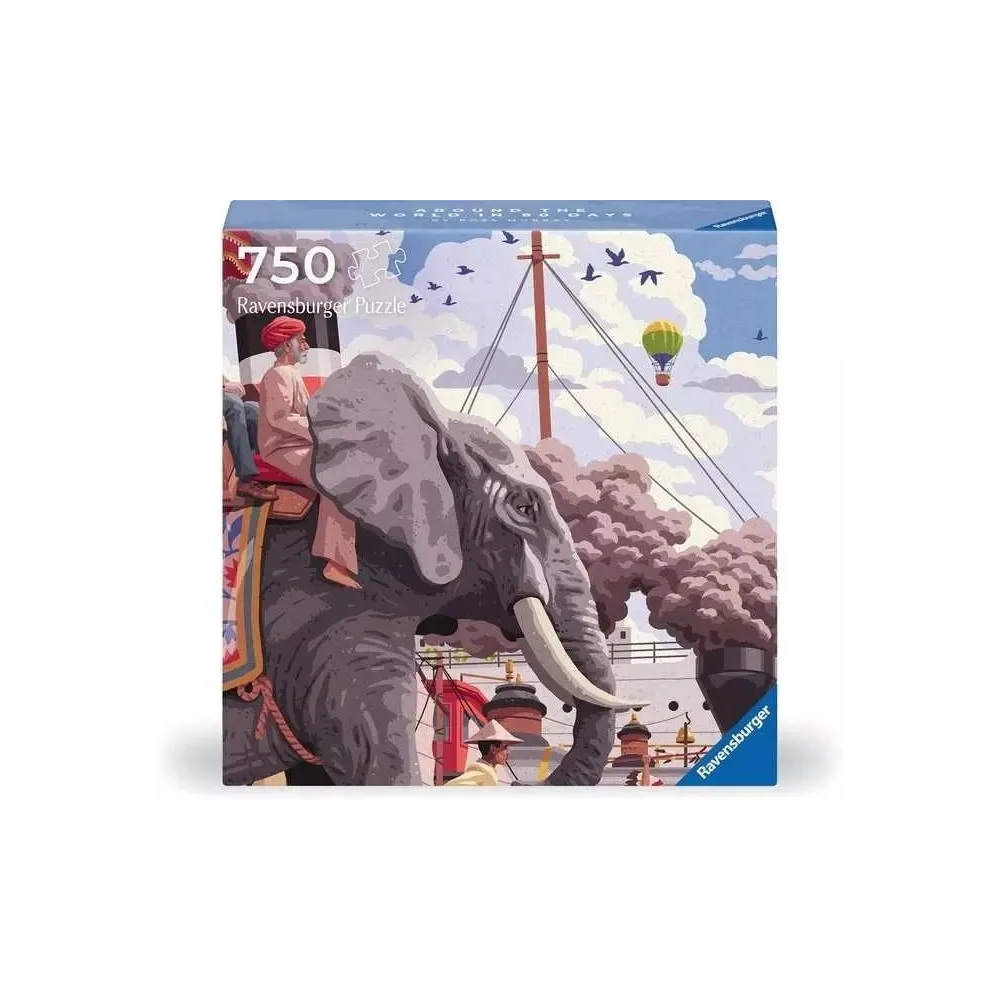 fragment układanki Puzzle 750 Art&Soul Dookoła świata w 80 dni z kolorową grafiką