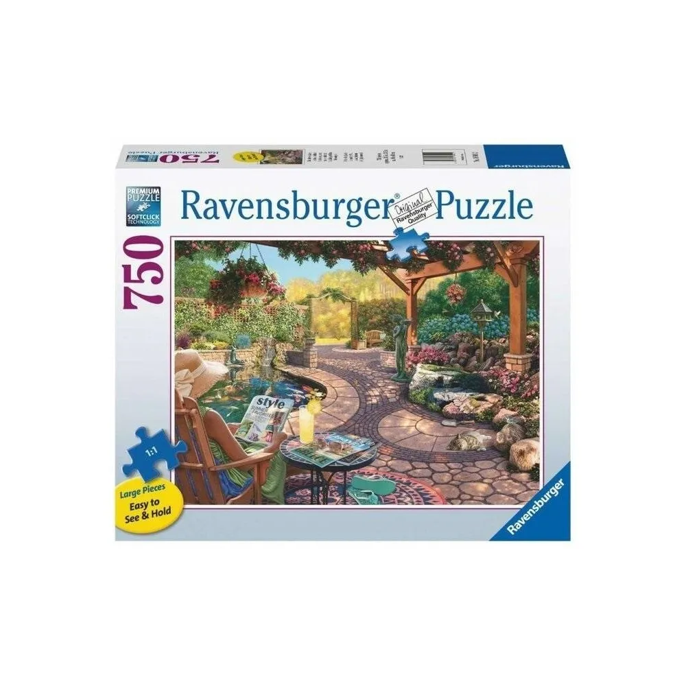 Puzzle 750 Piękne podwórko z kolorową ilustracją przedstawiającą podwórko