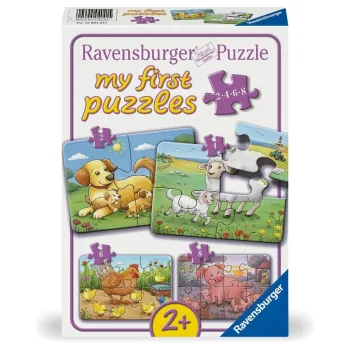 Puzzle dla dzieci z motywem rodziny zwierząt – zestaw o różnej liczbie elementów