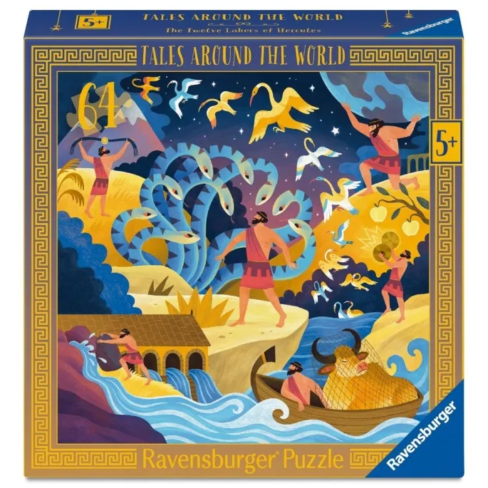 Puzzle dla dzieci Dwanaście prac Herkulesa z kolorową ilustracją