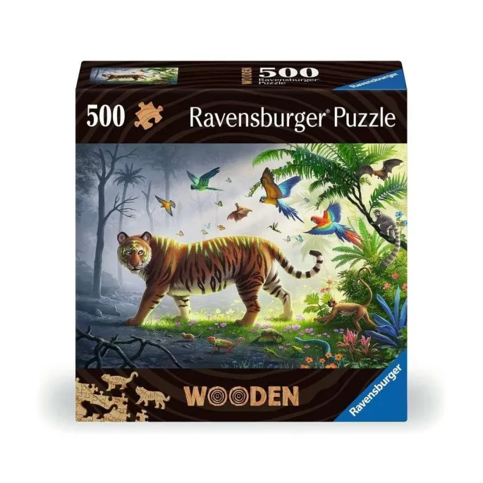 drewniane puzzle z ilustracją tygrysa na 500 elementów
