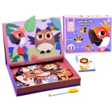 magnetyczne puzzle zwierzęta na tablicy z przykładami układania