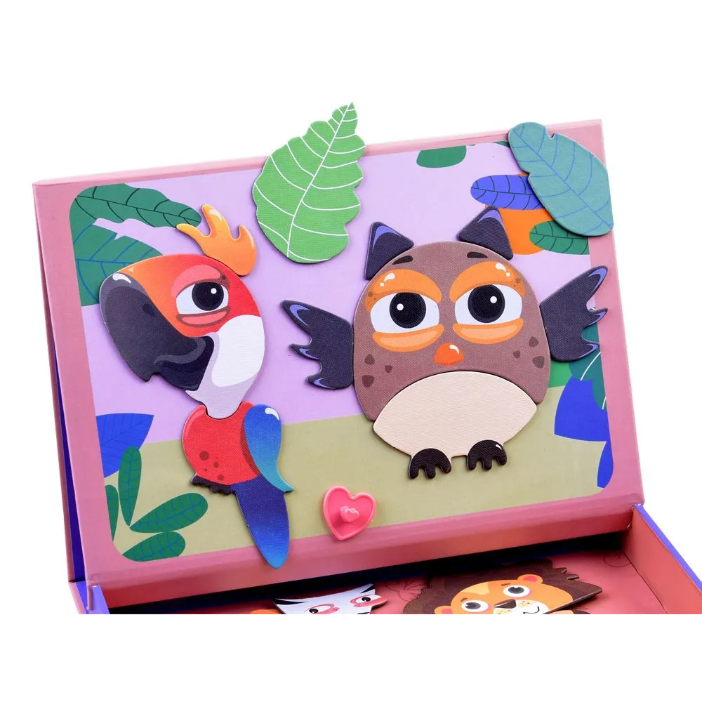 magnetyczna układanka z kartami wzorów prezentującymi zwierzątka
