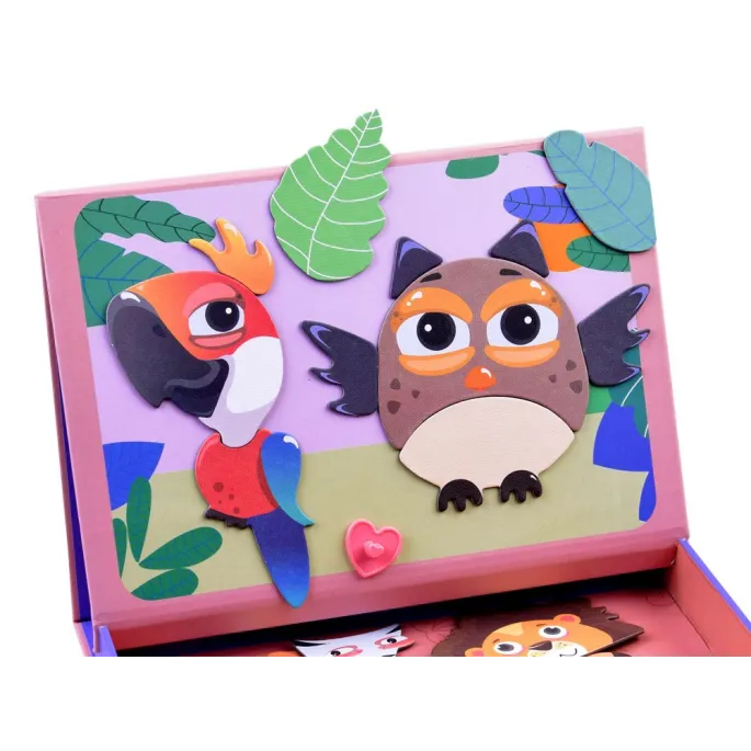 magnetyczna układanka z kartami wzorów prezentującymi zwierzątka