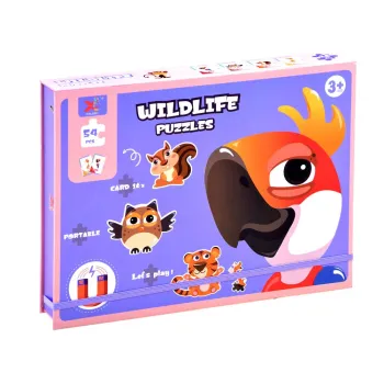 kompaktowy zestaw do układania i rysowania dla dzieci z motywem zwierzęcym