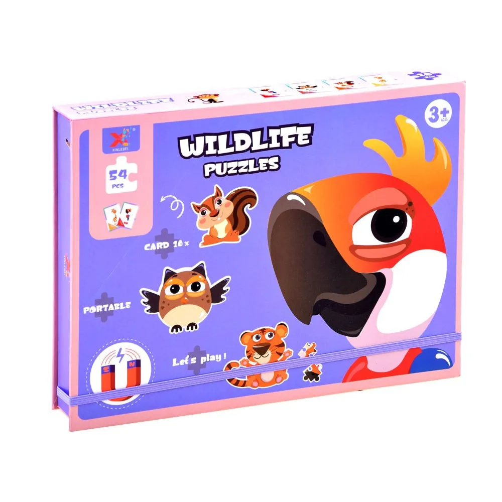 kompaktowy zestaw do układania i rysowania dla dzieci z motywem zwierzęcym