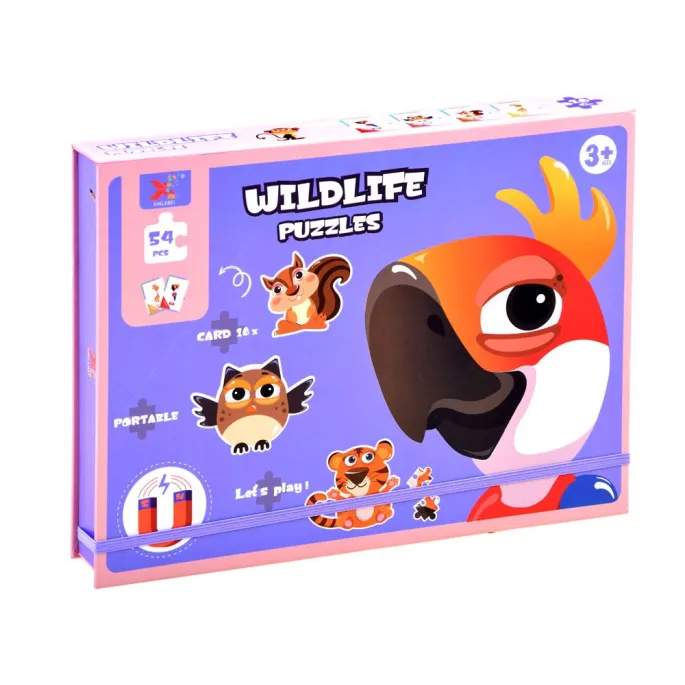 kompaktowy zestaw do układania i rysowania dla dzieci z motywem zwierzęcym