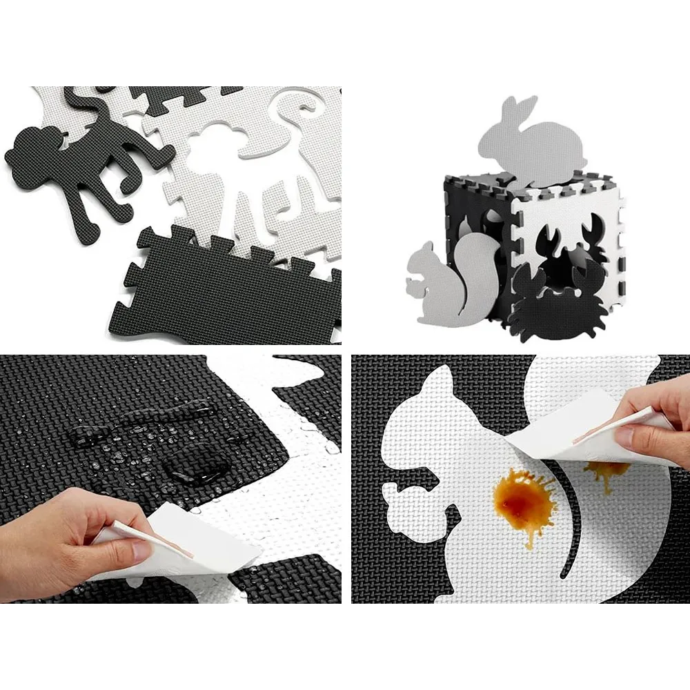 Mata piankowa o dużych elementach i nowoczesnej kolorystyce, rozłożona na tarasie