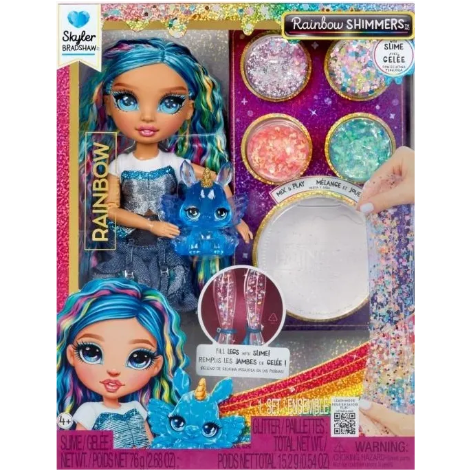 Lalka Rainbow High Shimmers with Slime Fashion Skyler w niebieskiej stylizacji