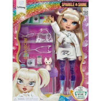 Lalka Rainbow High Sparkle&Shine Doll White w białym stroju z błyszczącymi akcentami