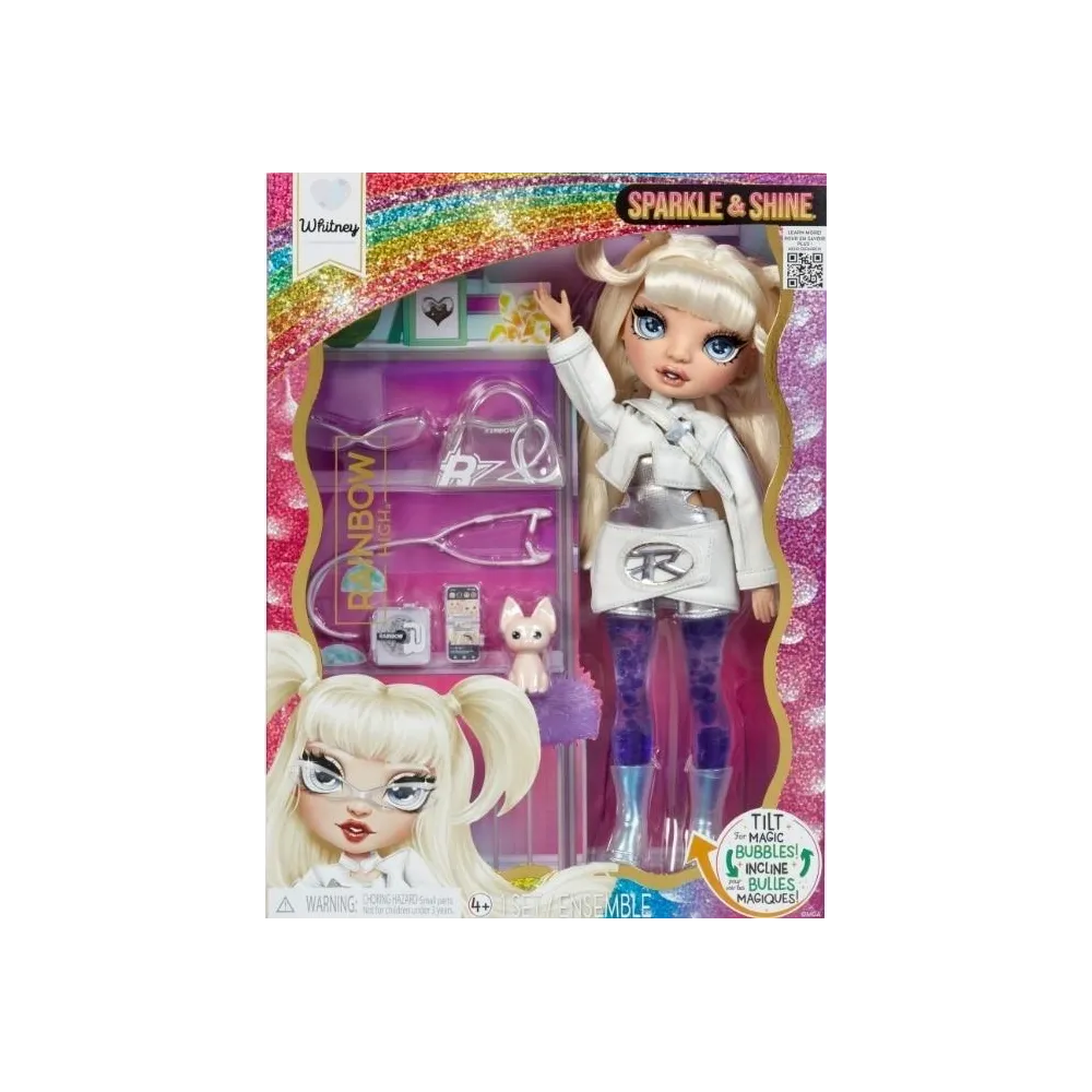 Lalka Rainbow High Sparkle&Shine Doll White w białym stroju z błyszczącymi akcentami