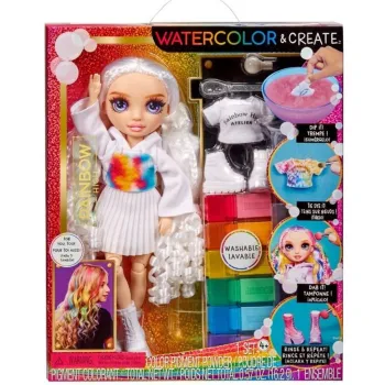 Lalka Rainbow High WaterColor & Create NEW TD purple z białymi ubraniami do zdobienia