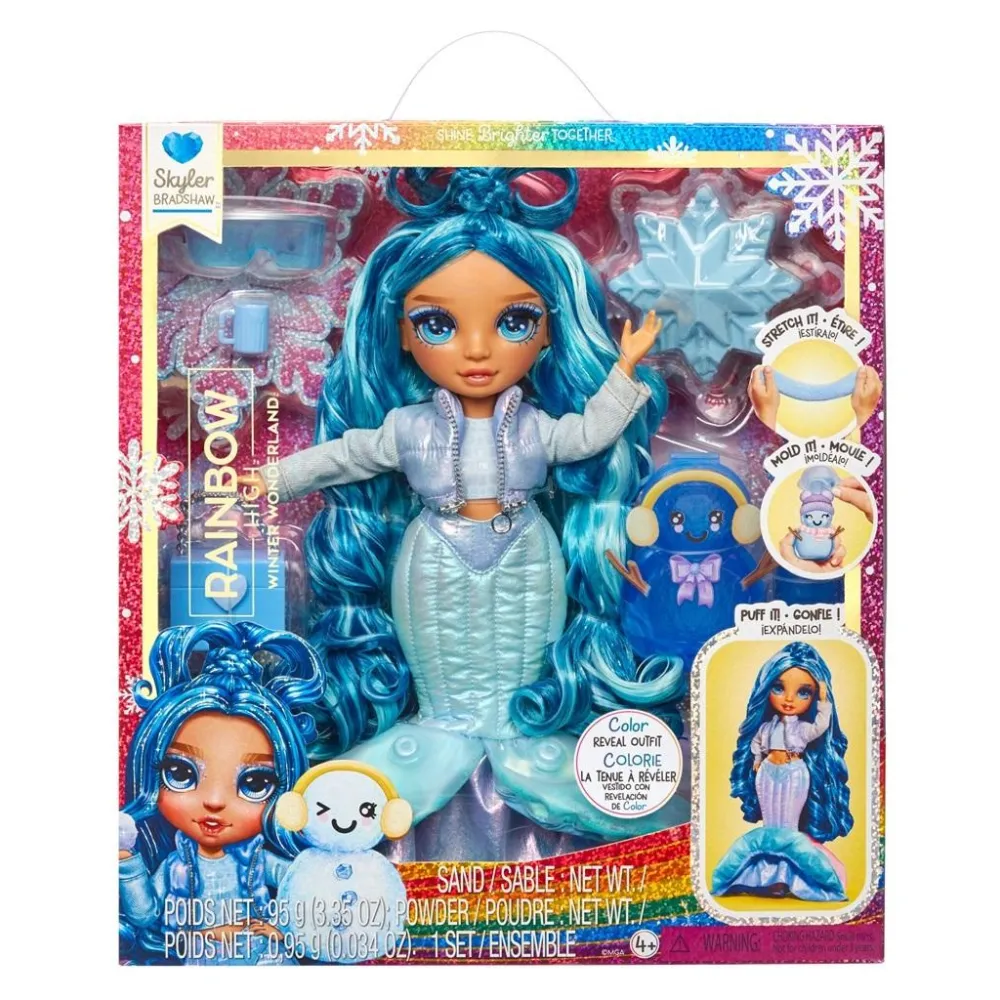 Lalka Rainbow High Winter Wonderland Skyler Blue w śnieżnym, niebieskim stroju