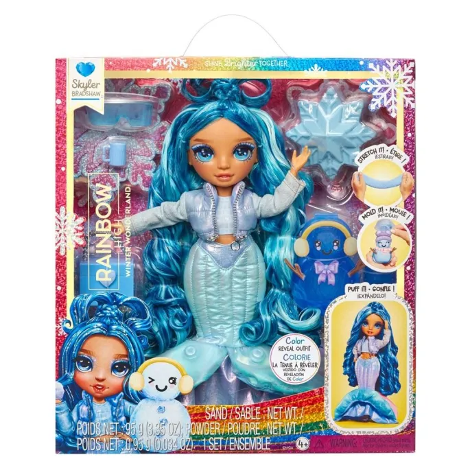 Lalka Rainbow High Winter Wonderland Skyler Blue w śnieżnym, niebieskim stroju