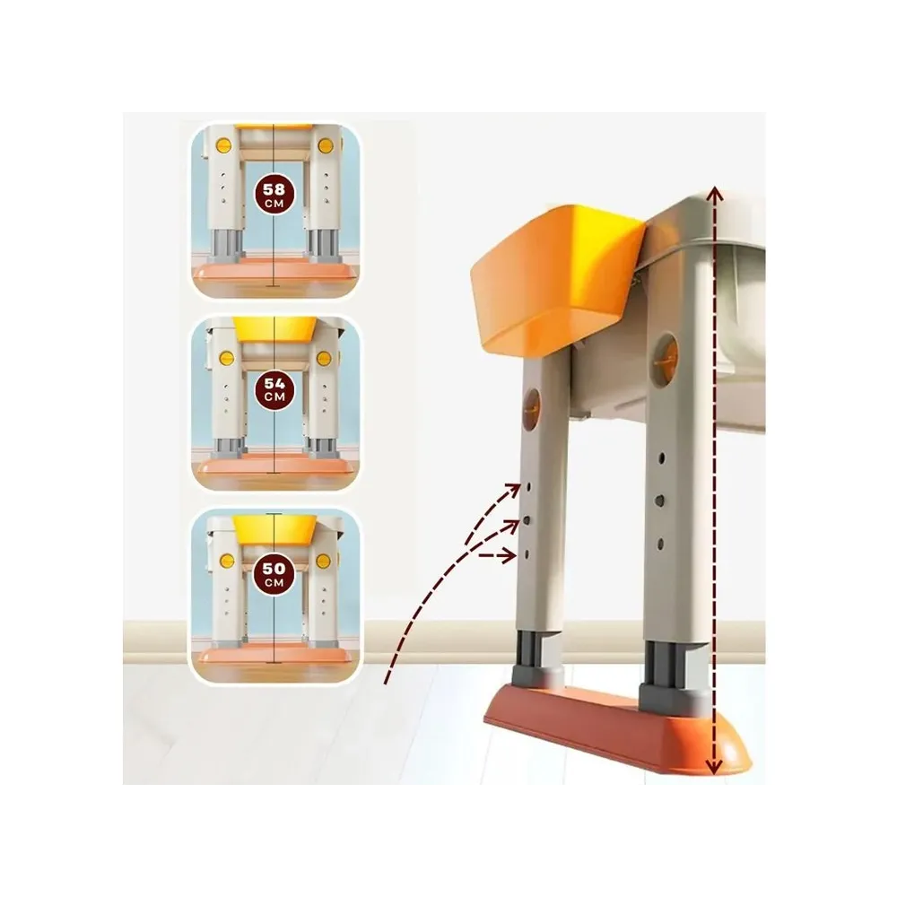 schowek na zabawki wewnątrz regulowanego stolika