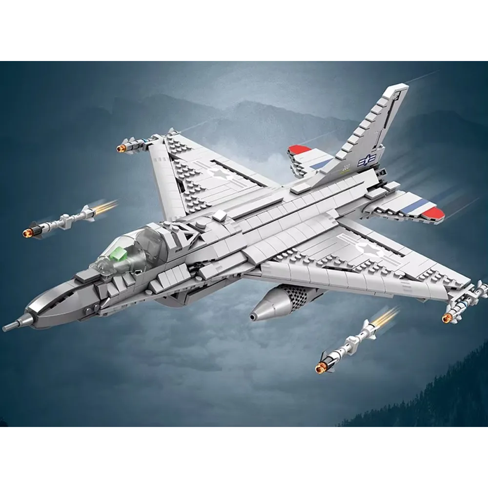 Ruchome elementy myśliwca F16, w tym otwierane podwozie i pociski