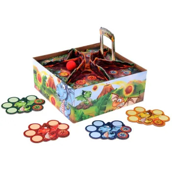 Plansza gry Smoczy Wulkan wraz z przegródkami i przeszkodami