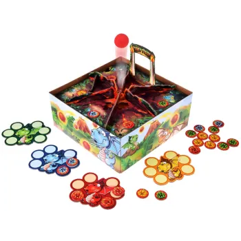 Zestaw elementów do gry Smoczy Wulkan rozłożony na stole