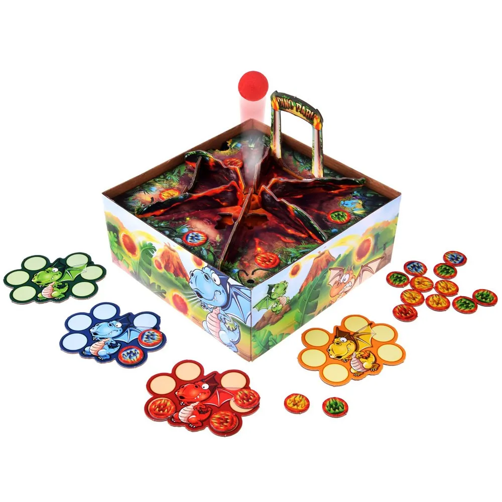 Zestaw elementów do gry Smoczy Wulkan rozłożony na stole