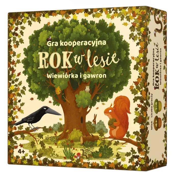 plansza gry Rok w lesie. Wiewiórka i gawron z ilustracjami Emilii Dziubak
