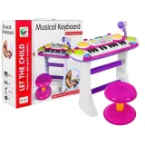 Różowy zestaw muzyczny z keyboardem, werblami i mikrofonem dla dzieci