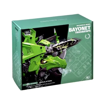 mechaniczny triceratops jako dekoracja na półce w pokoju dziecięcym