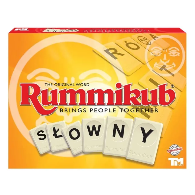 Rummikub Słowny – zestaw do gry z tabliczkami liter i stojakami