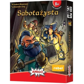 Pudełko gry Sabotażysta z ilustracją krasnoludów i elementów kopalni