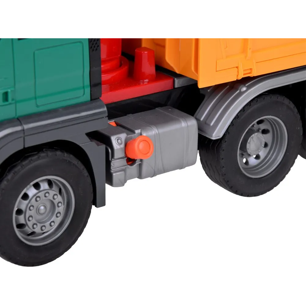 Komplet zabawki: ciężarówka śmieciarka i dwa kolorowe kontenery