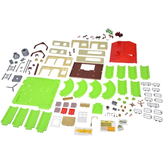 Stodoła z otwartym dachem oraz silos na zboże widoczne z boku