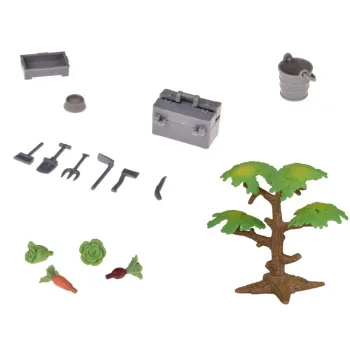 Figurki rolników dbających o zwierzęta gospodarskie na farmie zabawkowej