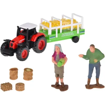 Akcesoria takie jak łopata, motyka czy skrzynia rozłożone przy stodole