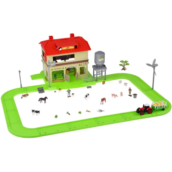 Ogólny widok rozłożonego zestawu farmy o wymiarach 71x79x24 cm