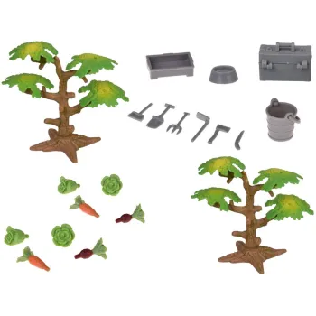 traktor z przyczepą i skrzynią ustawiony na farmie