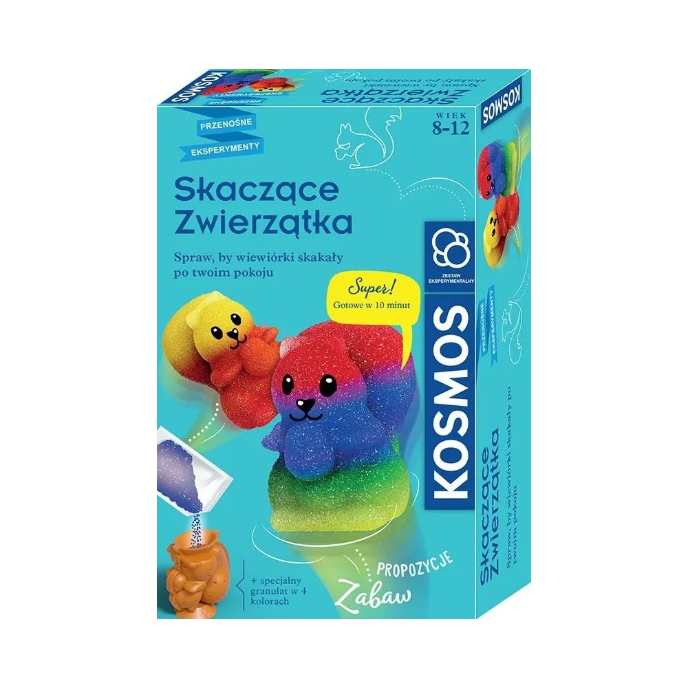 skaczące zwierzątka – kolorowe figurki granulatowe z zestawu kreatywnego