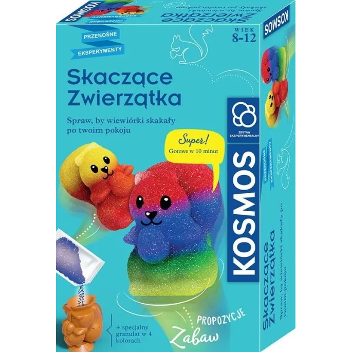 skaczące zwierzątka – kolorowe figurki granulatowe z zestawu kreatywnego