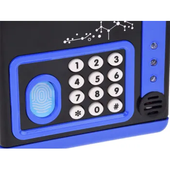 Skarbonka sejf bankomat ustawiona na biurku dziecięcym