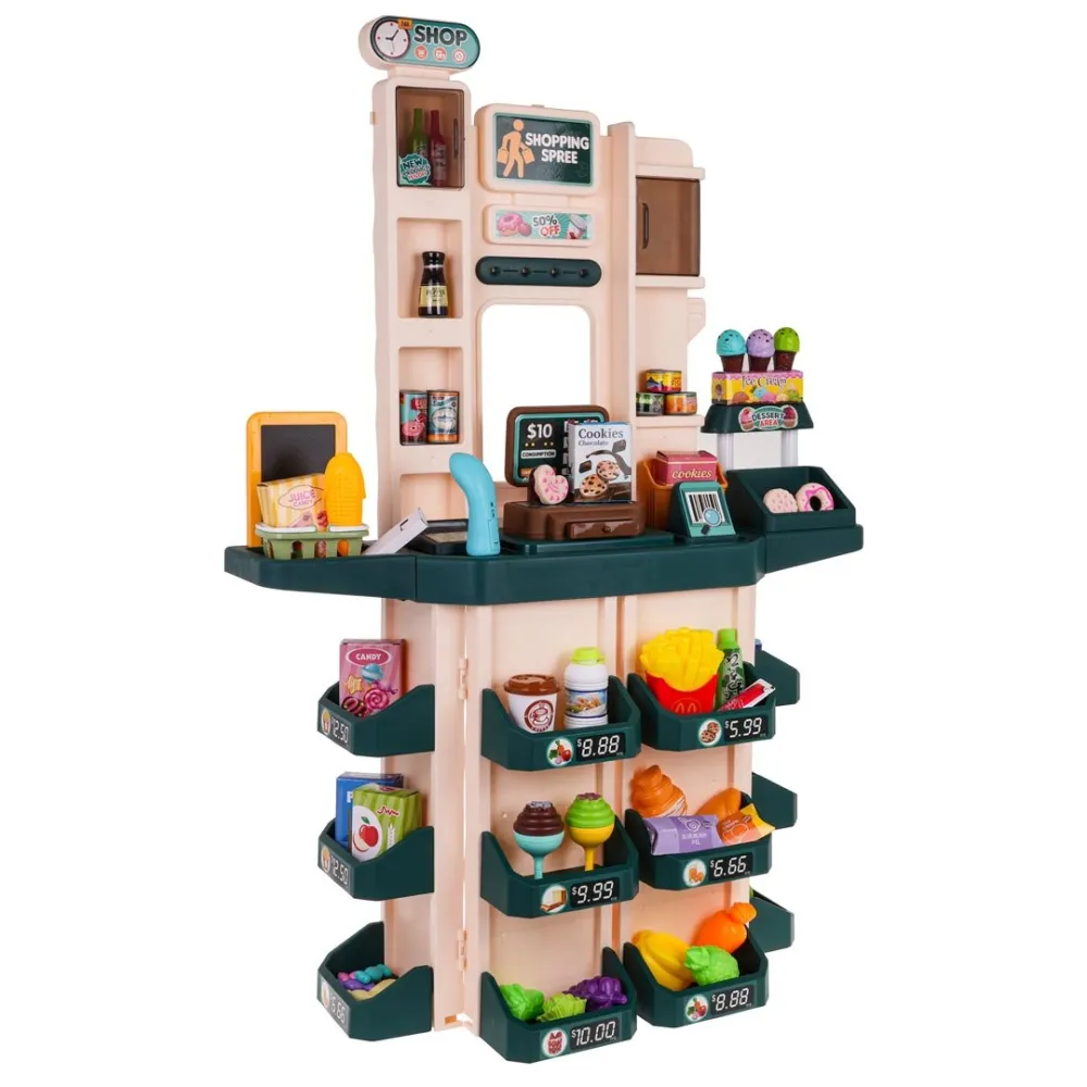 zbliżenie na kasę sklepową z otwartą szufladką i kalkulatorem