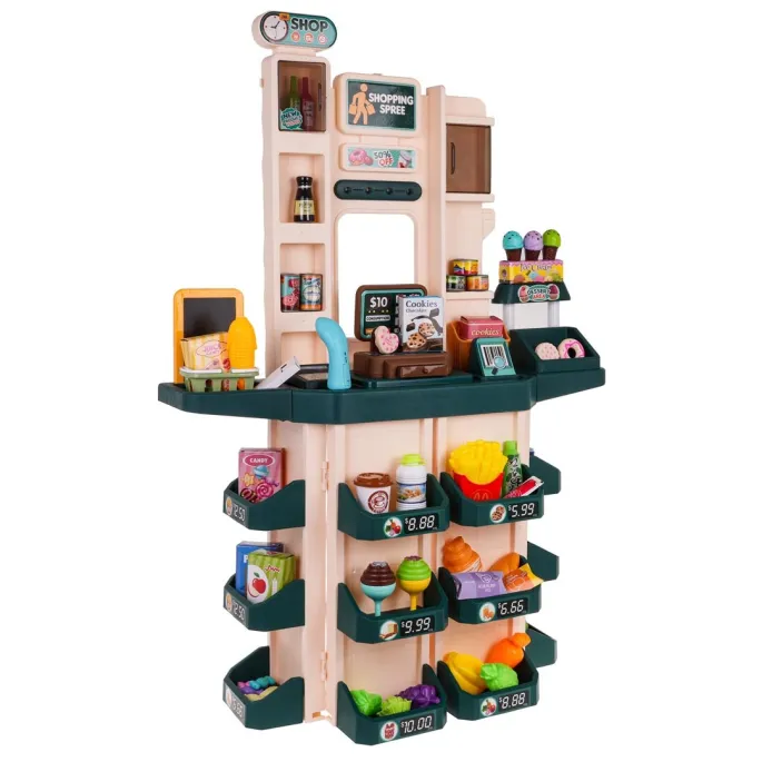 zbliżenie na kasę sklepową z otwartą szufladką i kalkulatorem