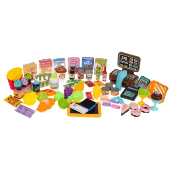 akcesoria i produkty spożywcze dołączone do sklepu zabawkowego