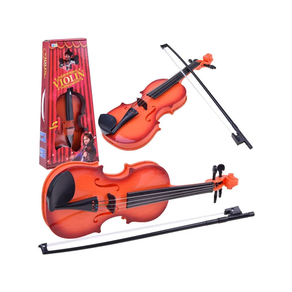zabawkowe skrzypce z imitacją drewna dla dzieci widok z przodu